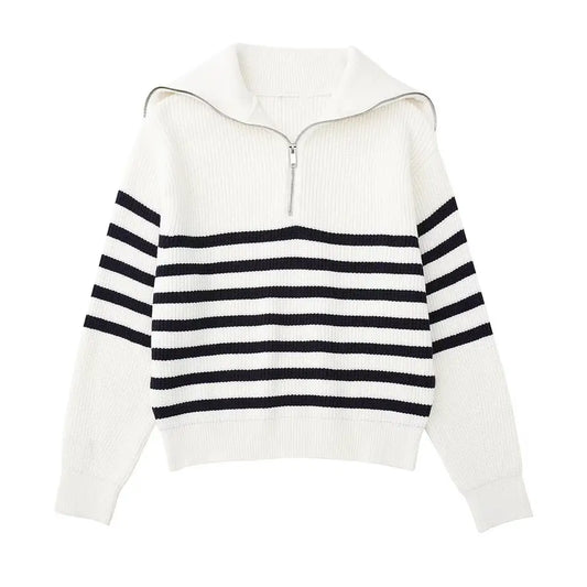 Maglione a righe con zip