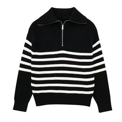 Maglione a righe con zip