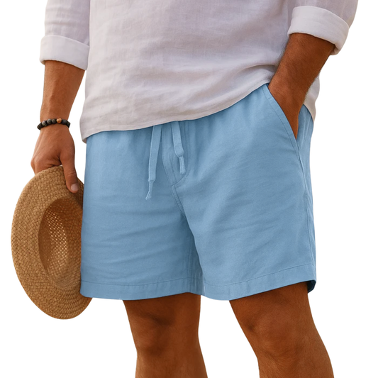 Pantaloni corti eleganti in lino con vita elastica