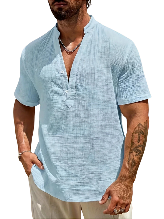 Camicia estiva elegante con collo alto