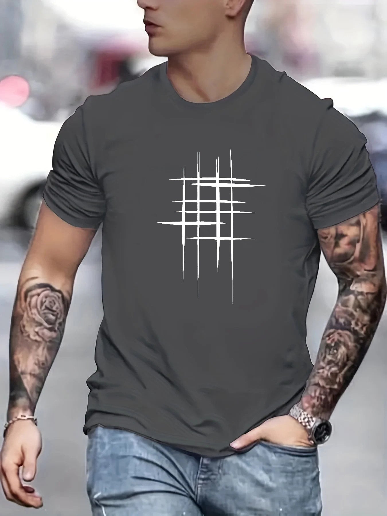 T-shirt elegante a manica corta con stampa grafica