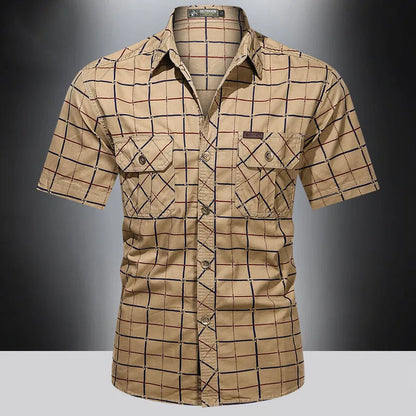 Camicia elegante a maniche corte a quadri