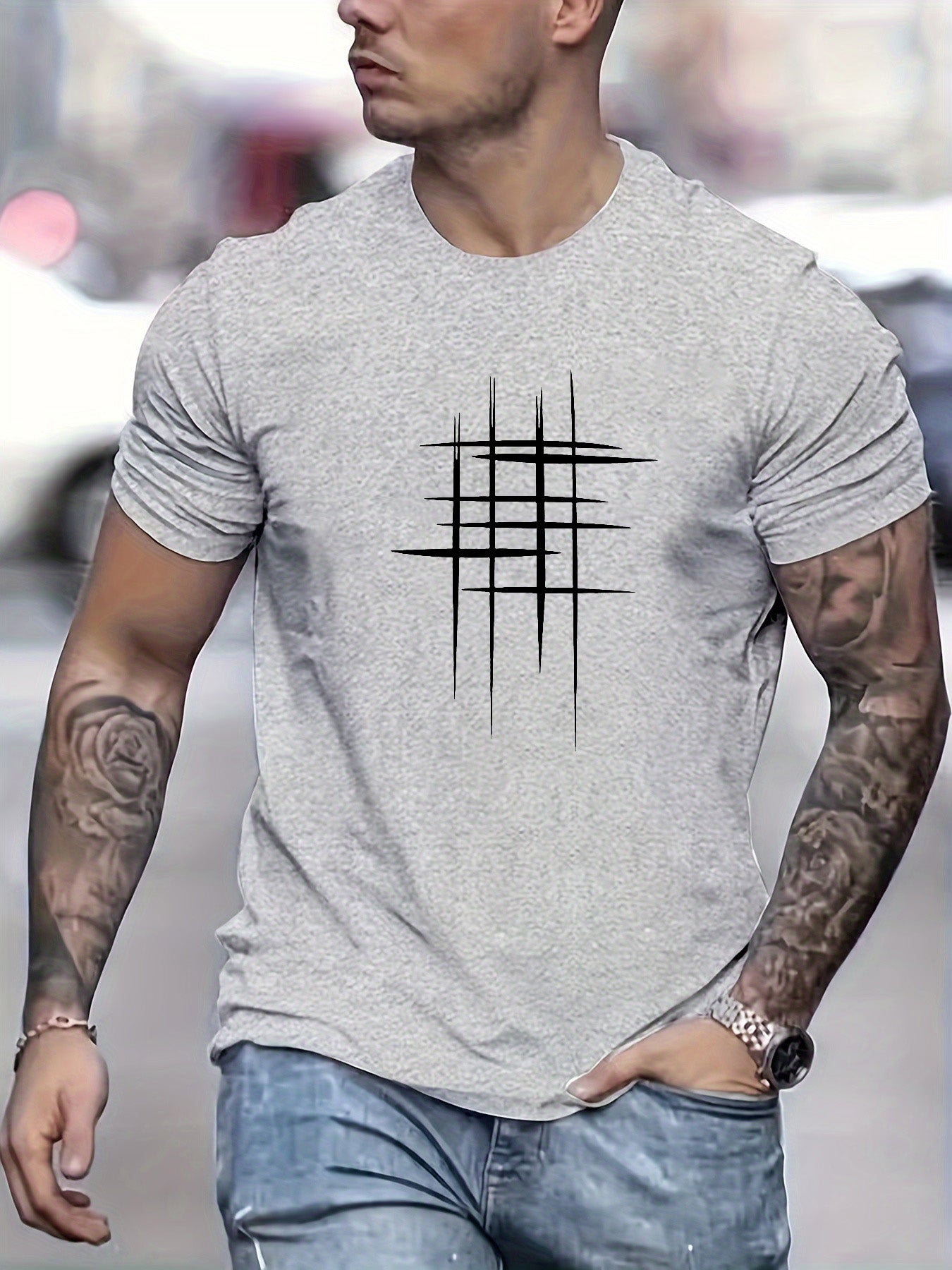 T-shirt elegante a manica corta con stampa grafica