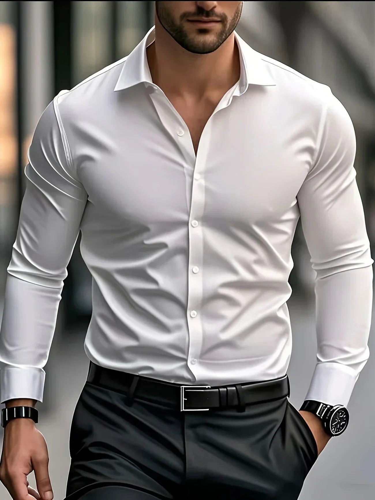Elegante camicia a maniche lunghe con bottoni