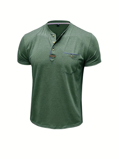 T-shirt elegante con colletto rotondo e tasca