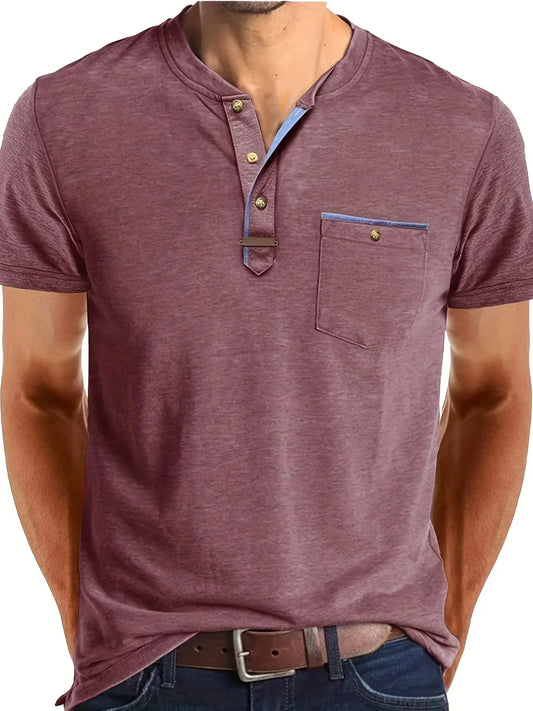 T-shirt elegante con colletto rotondo e tasca