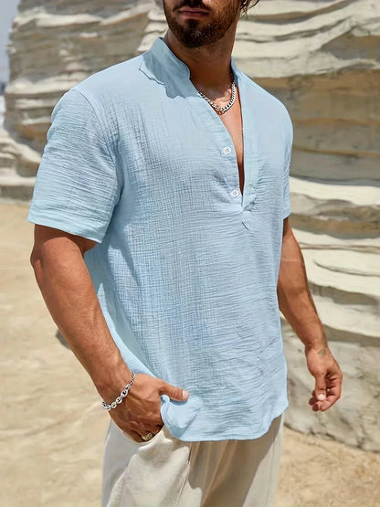 Camicia estiva elegante con collo alto
