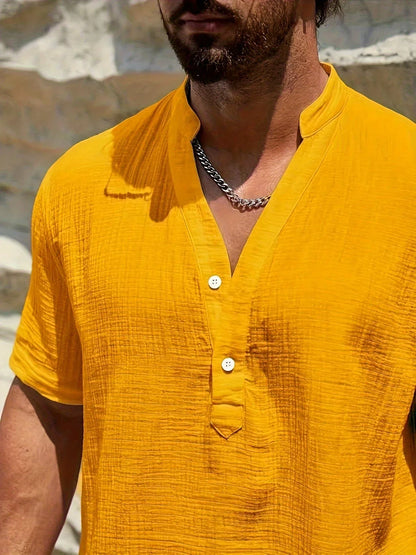 Camicia estiva elegante con collo alto