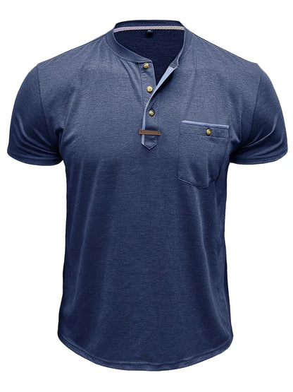 T-shirt elegante con colletto rotondo e tasca
