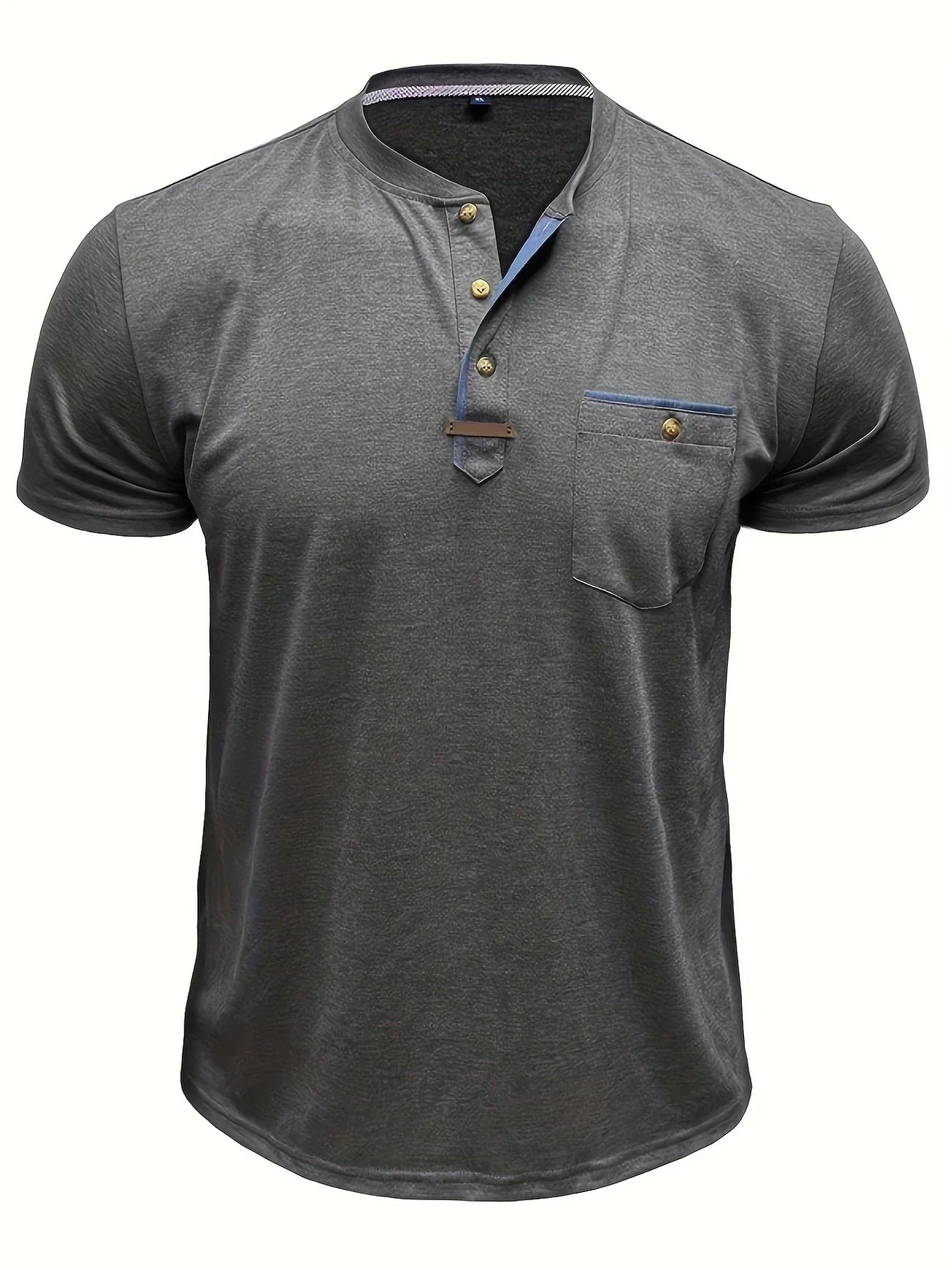 T-shirt elegante con colletto rotondo e tasca