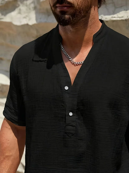 Camicia estiva elegante con collo alto