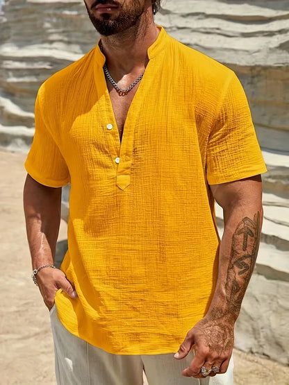 Camicia estiva elegante con collo alto