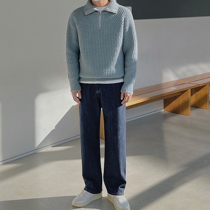Pullover Azure a quarti di zip.
