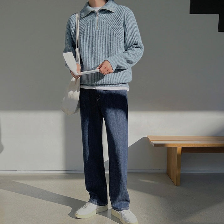 Pullover Azure a quarti di zip.