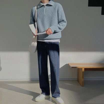 Pullover Azure a quarti di zip.